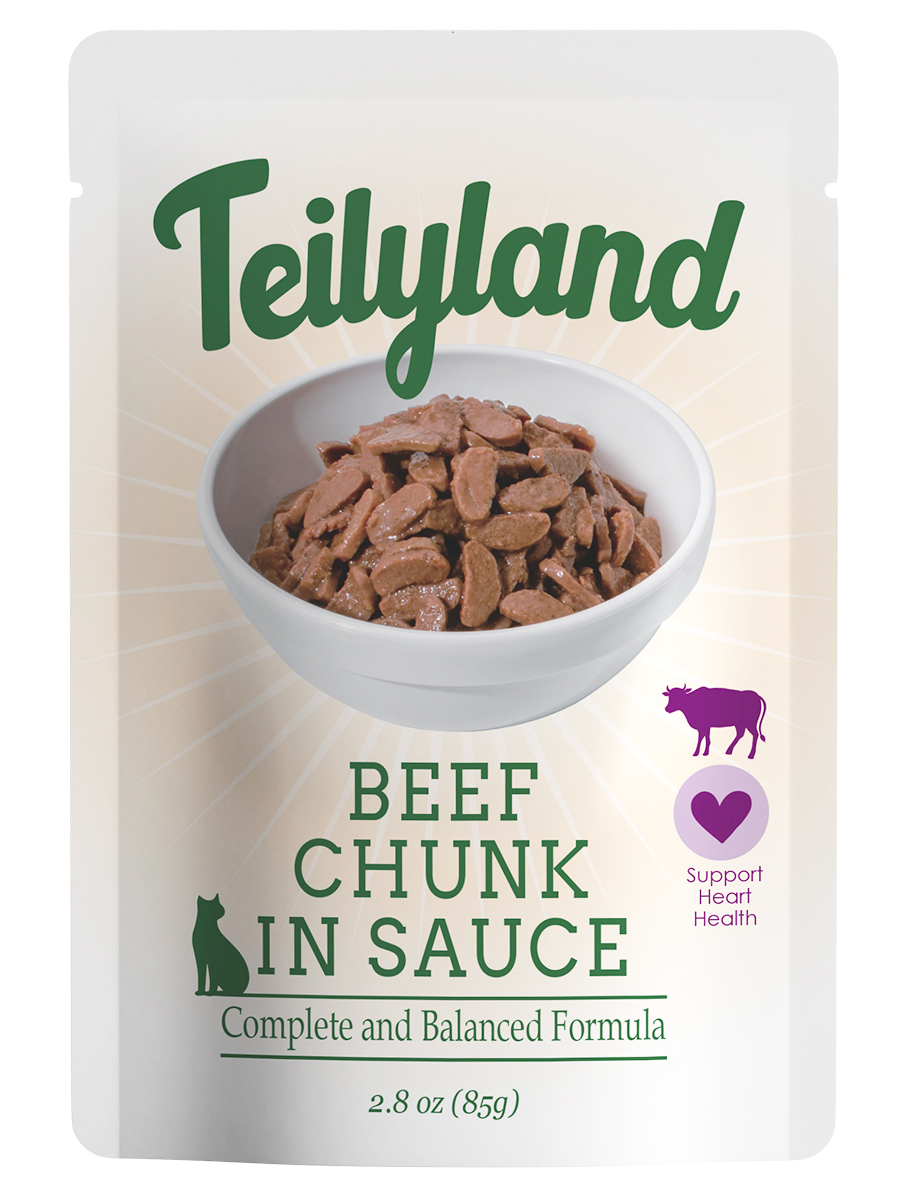 Pettric Teilyland Корм для кошек влажный полнорационный, кусочки говядины в соусе, 85 г