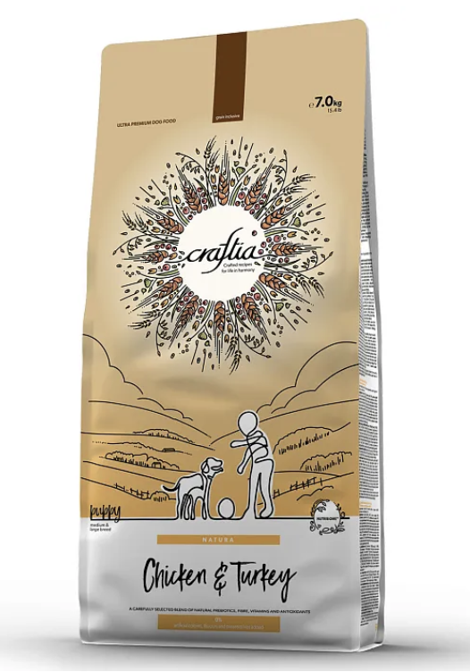 CRAFTIA Сухой корм  для щенков средних и крупных пород из курицы и индейки 7 кг 7640335420611