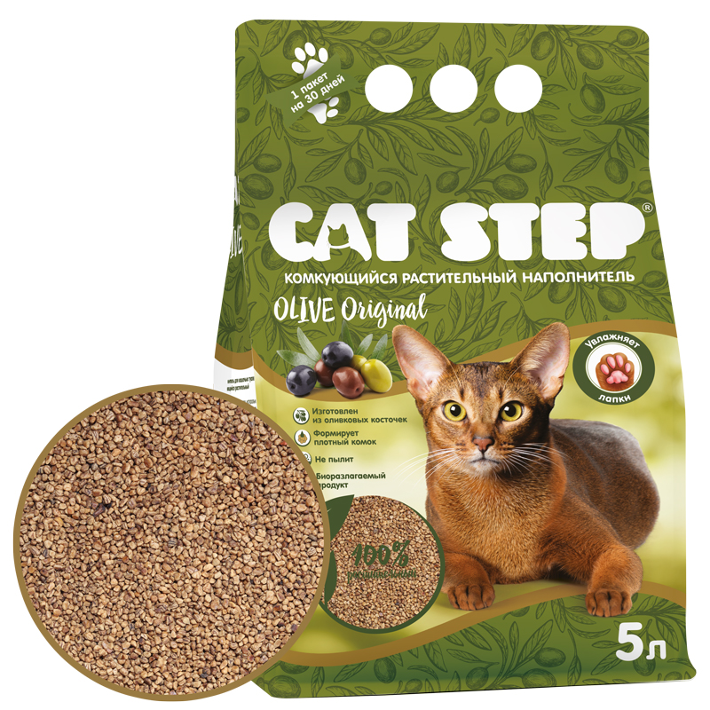 CAT STEP Olive Original Наполнитель комкующийся 5л