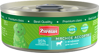 Четвероногий гурман Мясное ассорти консервы для щенков с ягненком 100 г