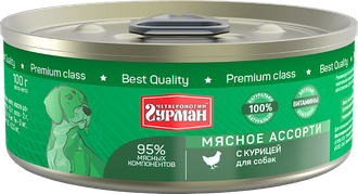 Четвероногий гурман Мясное ассорти консервы для собак с курицей 100 г