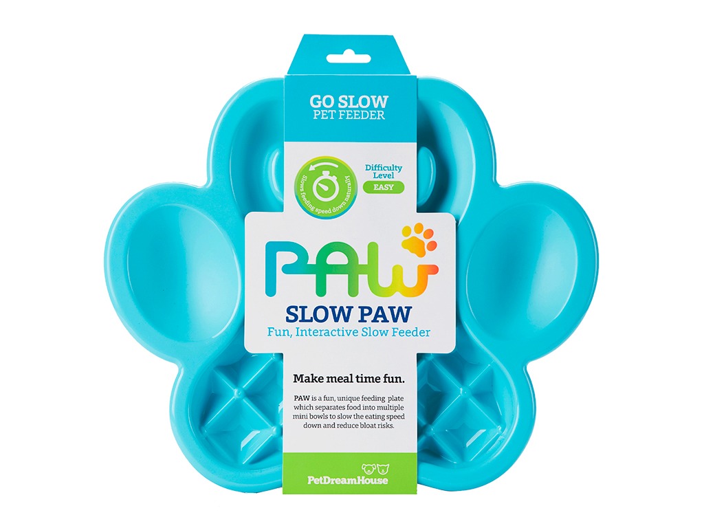 Миска Лапа для медленного кормления, синяя / PetDreamHouse PAW Slow Feeder Blue Easy, 450 г