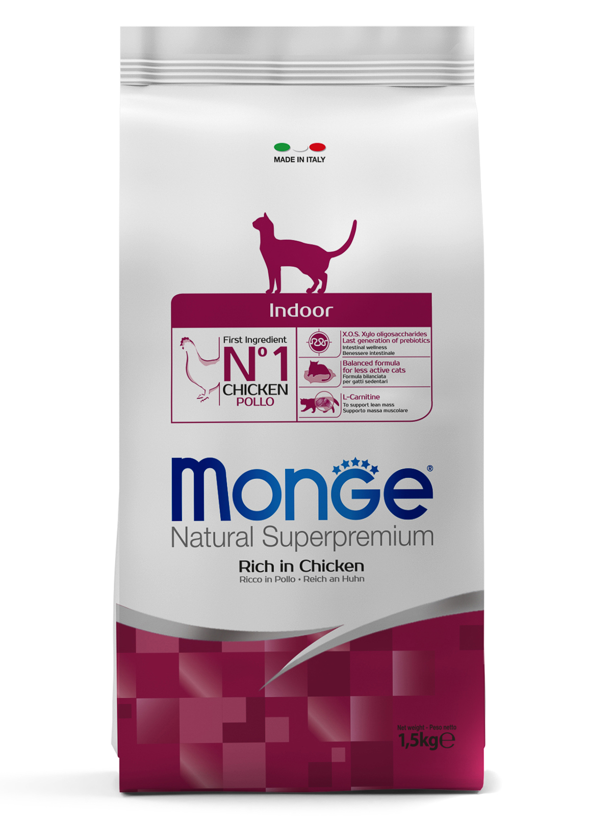 Сухой корм Monge Cat Daily Line Indoor для домашних кошек, из курицы 1,5 кг