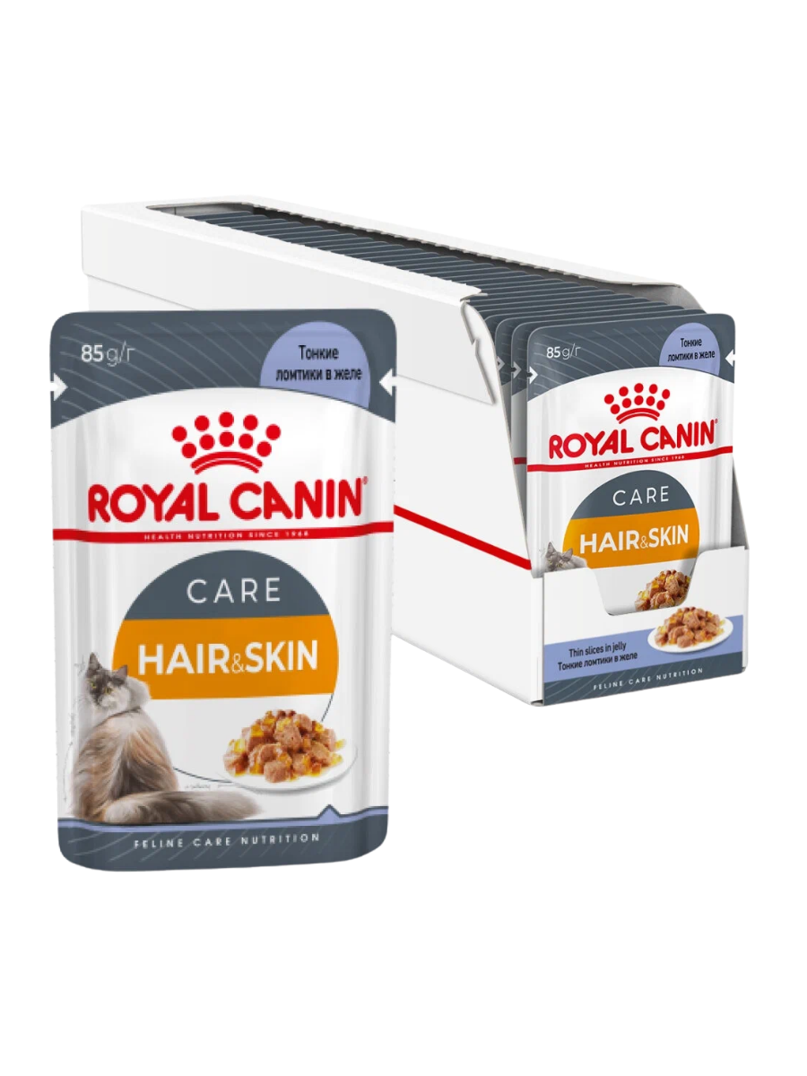 ROYAL CANIN Корм в желе здоровье шерсти для кошек 28шт-85гр
