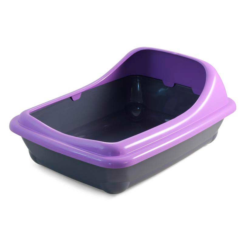 Туалет для кошек "TRIOL" (Триол) прямоугольный с асимметричным бортом "волна" 45,5х35,5х20см (цвет в асс.)