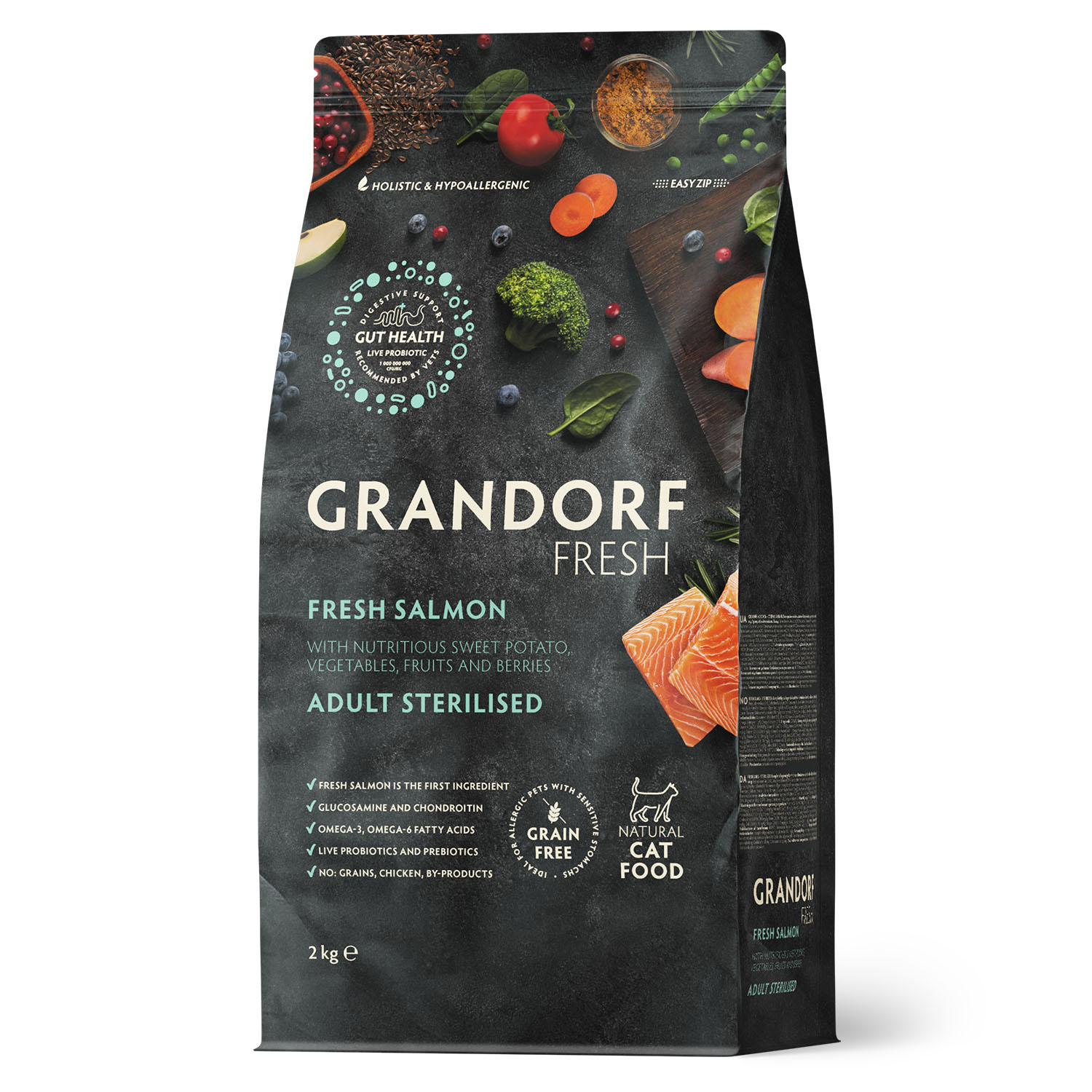 Grandorf Fresh Grandorf Сухой беззерновой корм для стерилизованных кошек с лососем 2 кг 5407007852642