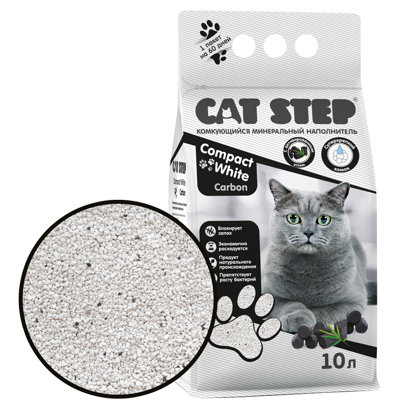 CAT STEP Compact White Carbon Наполнитель комкующийся 10л