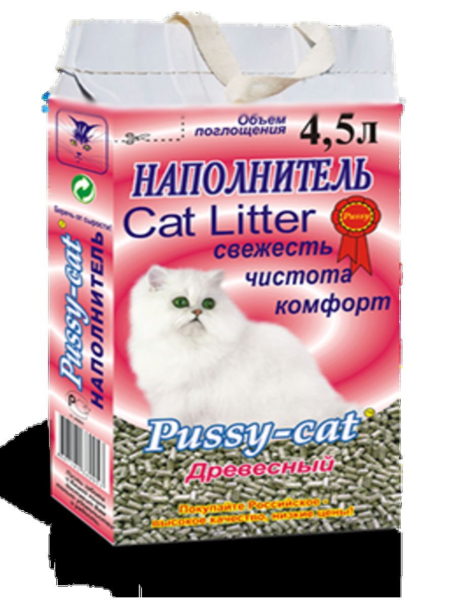 Pussy Cat Наполнитель для кошек древесный 4,5л 3 шт