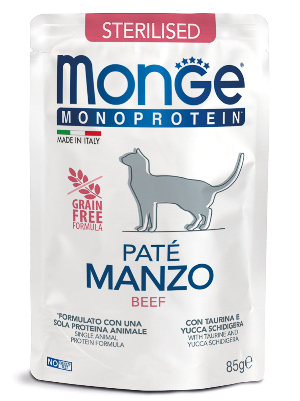 Monge Cat Monoprotein Влажный корм  для стерилизованных кошек, из говядины,  85 г
