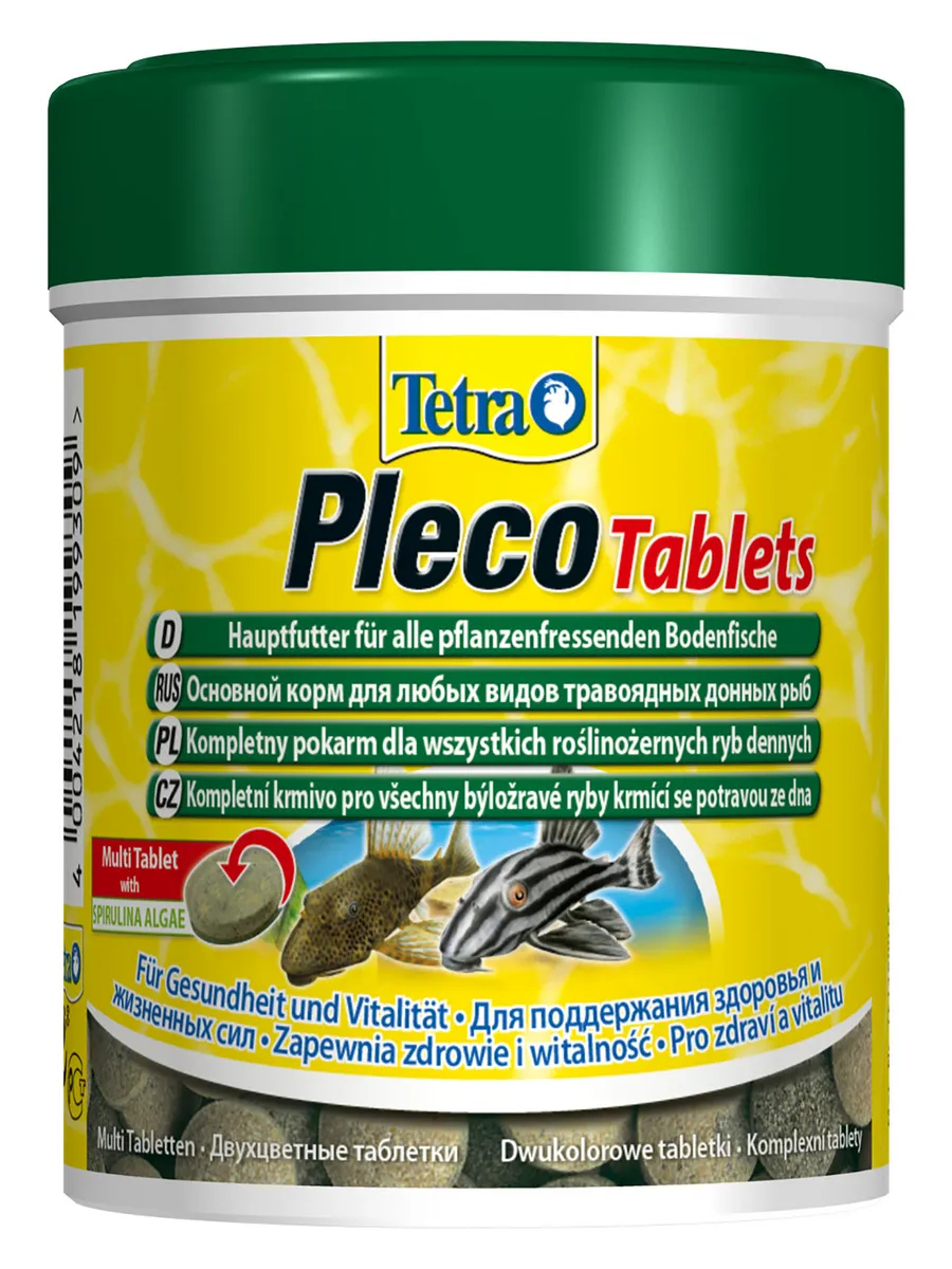 TetraPlecoTablets корм со спирулиной для сомов и донных рыб 275 таб.