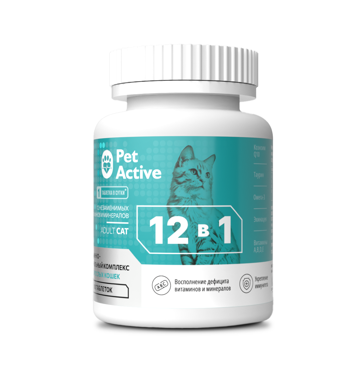 PetActive вит-мин комплекс 12в1 д/взр.кошек 50г