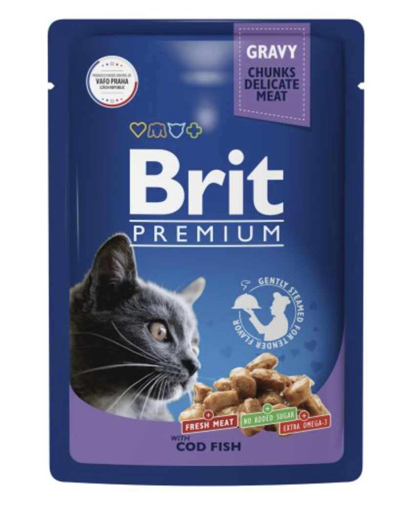 Brit Premium Брит Премиум Влажный корм в соусе для кошек, треска, 85г 5048847