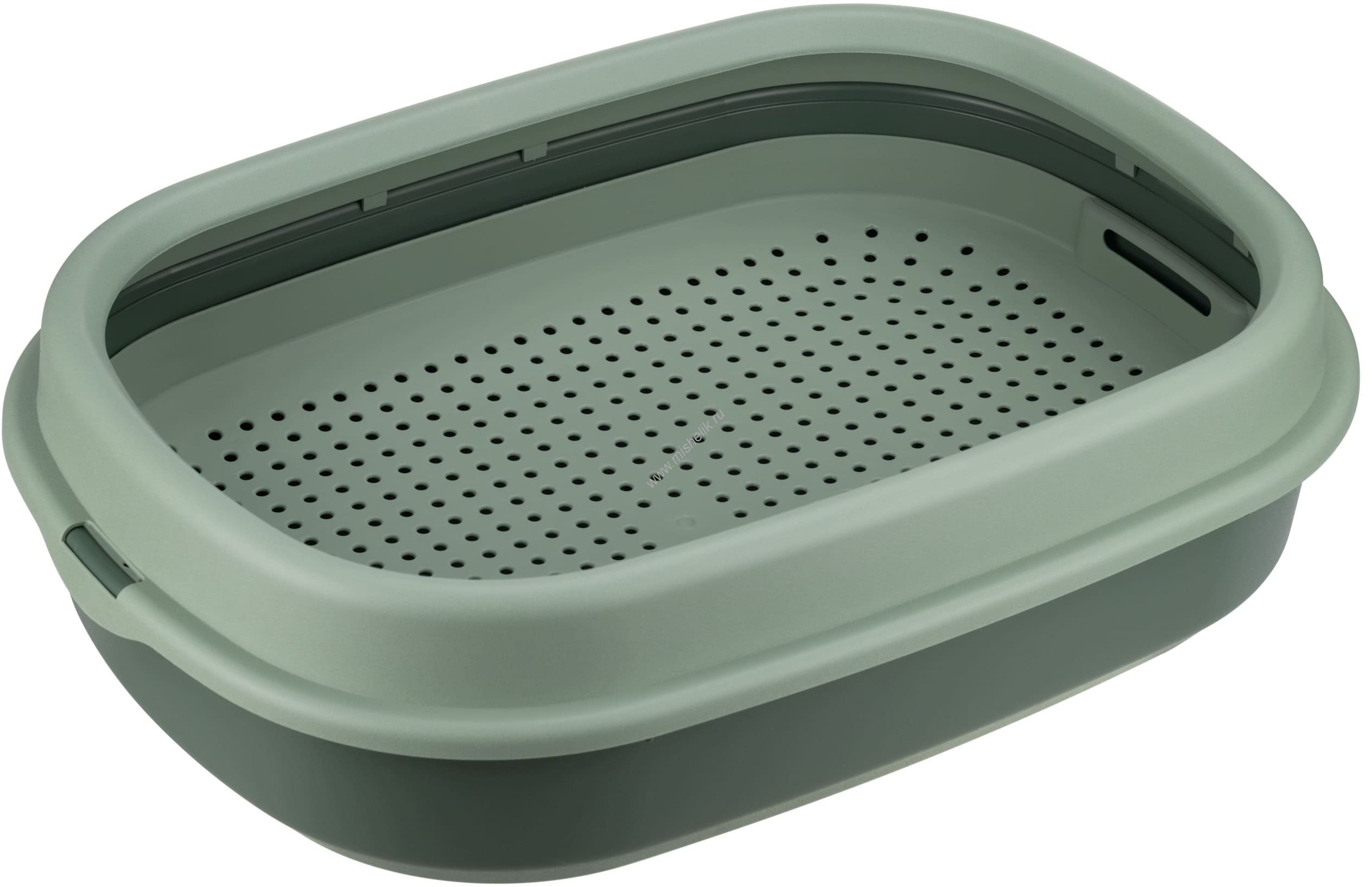 Туалет для кошек "Homecat Frost Touch" с низким бортом и сеткой, нефритовый, 48 см х 35,5 см х 13 см