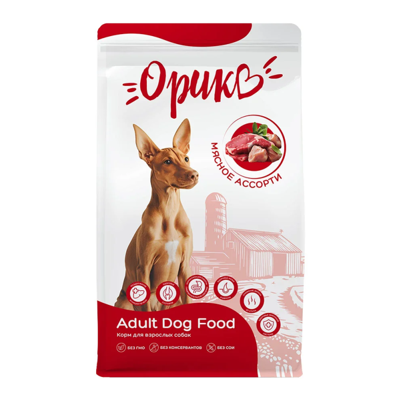 Орико полнорационный сухой корм для взрослых собак всех пород Мясное ассорти 2,5 кг