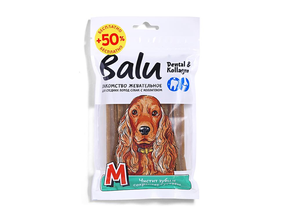 Balu Лакомство жевательное BALU с коллагеном для собак средних пород, палочки для чистки зубов, 150 г