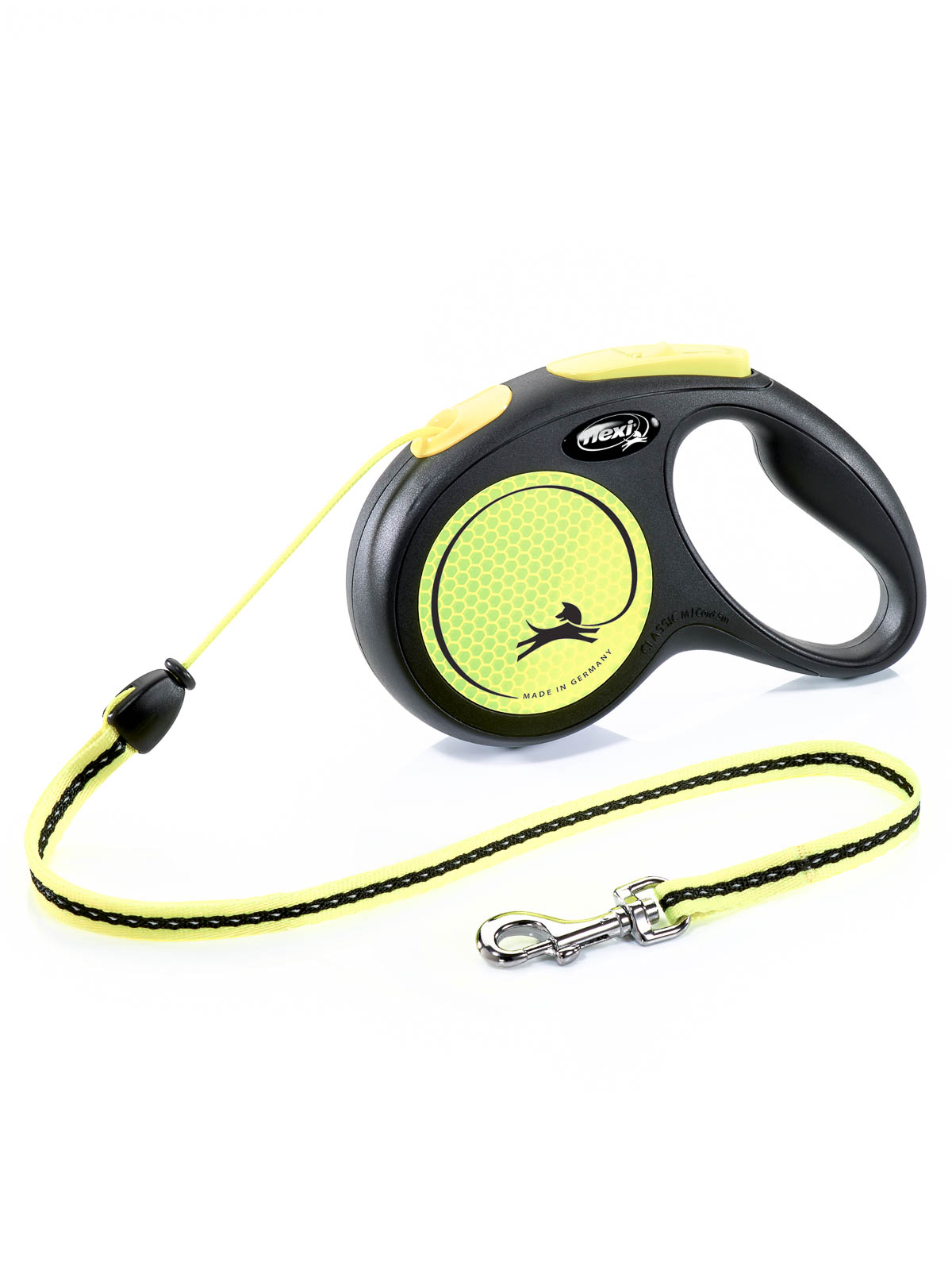 flexi рулетка Neon New М (до 20 кг) трос 5 м, светоотражающая, желтый неон