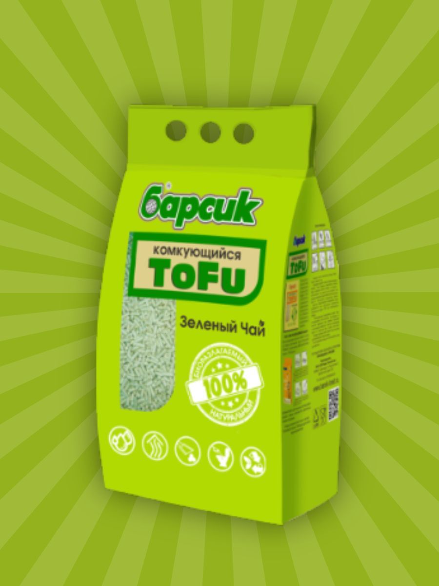 Барсик TOFU Зелёный Чай Наполнитель  комкующийся 4,54л