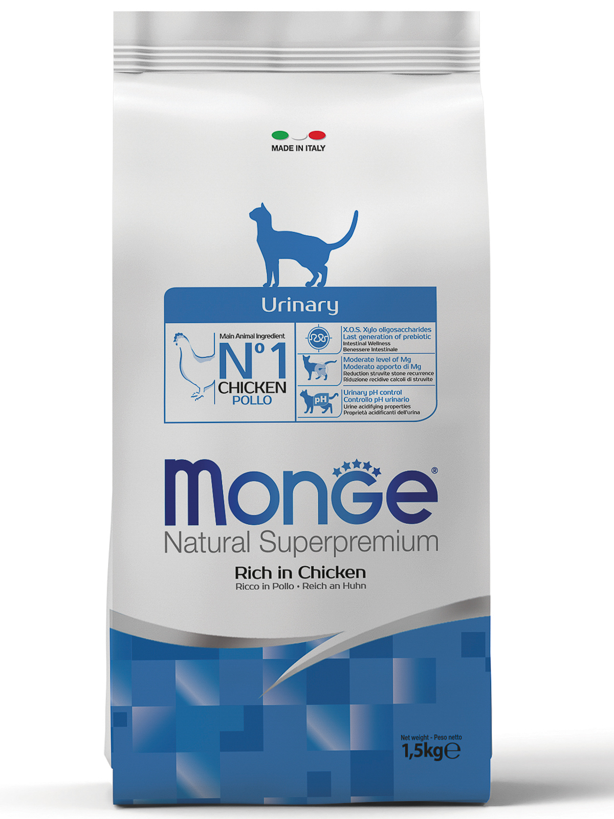 Сухой корм Monge Cat Daily Line Urinary для кошек, для профилактики МКБ, с курицей 1,5 кг