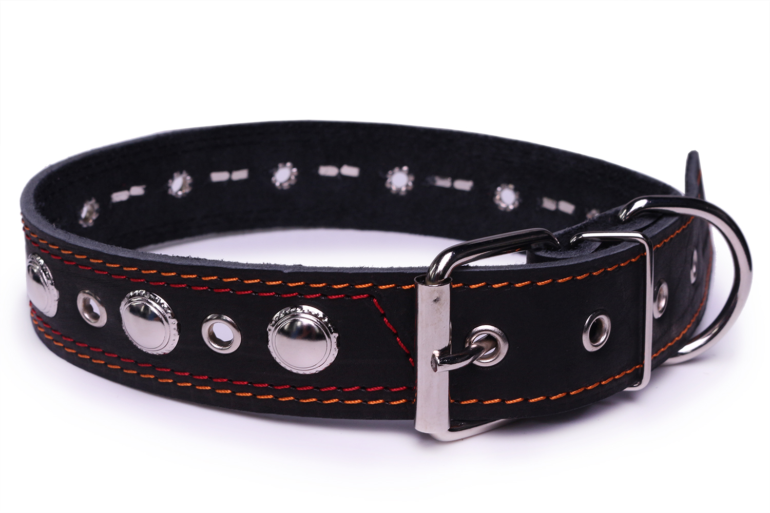 Ошейник кожаный LionPets без подклада б/р, с узором, ширина 35 мм AN-79 в асс.