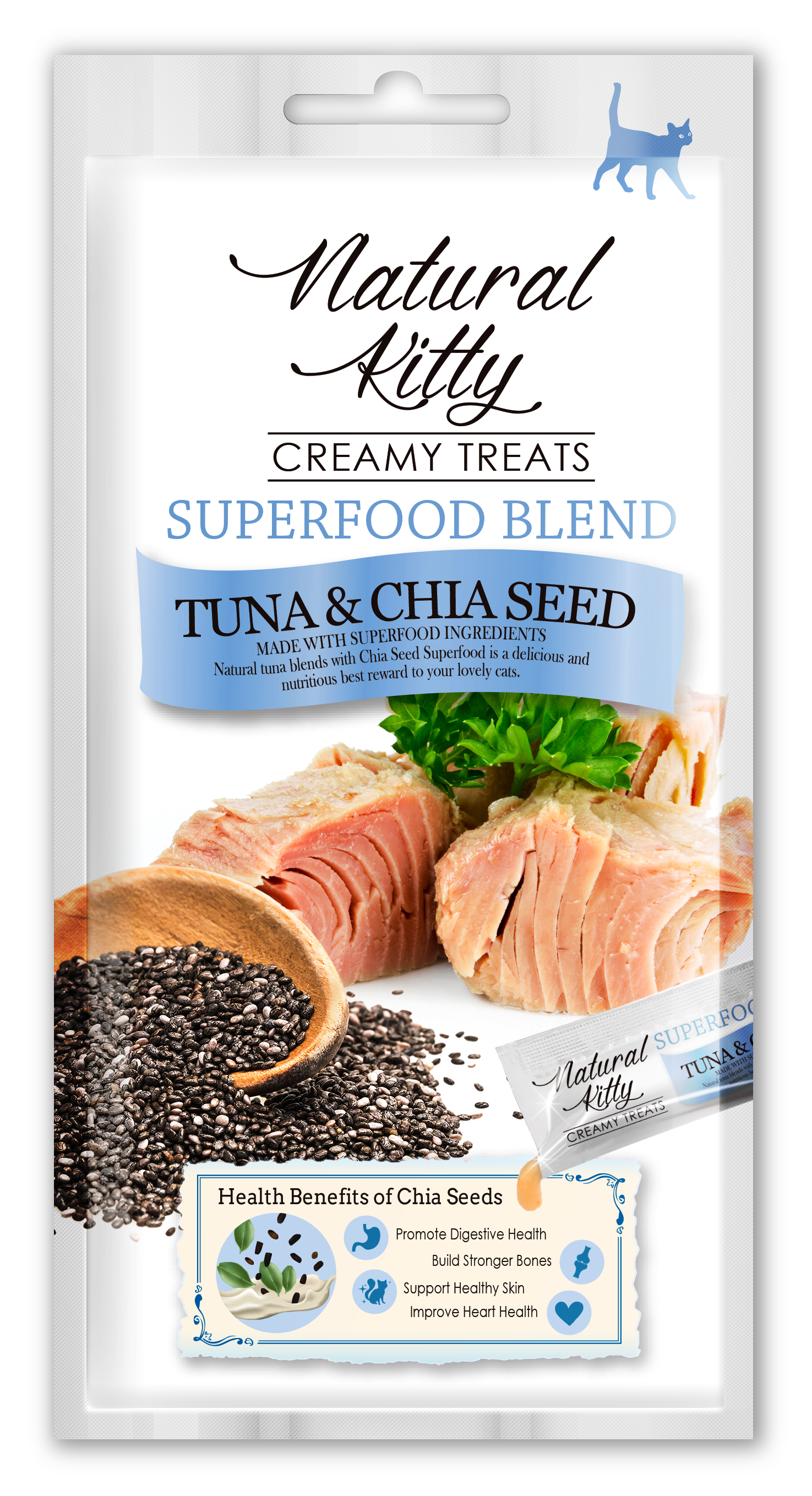 Лакомство Pettric Natural Kitty крем-суп для кошек Тунец с семенами чиа, 4х12 гр.
