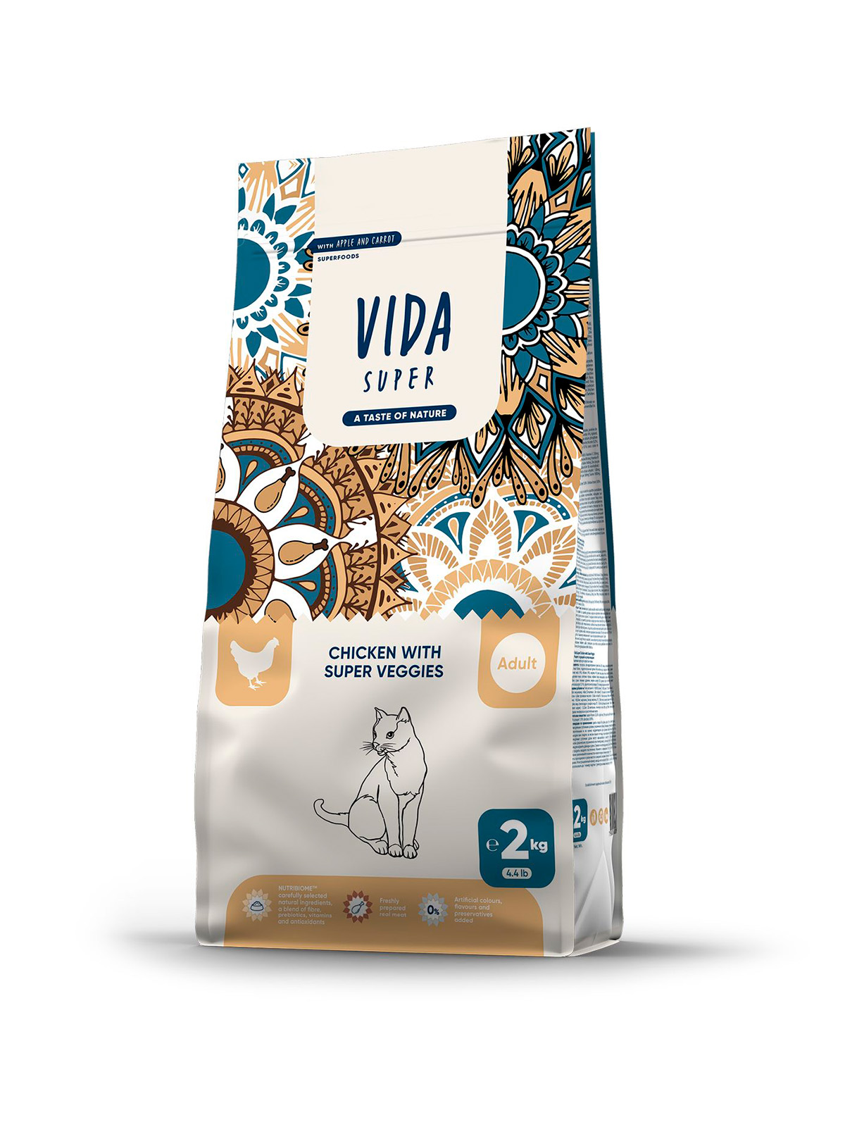 Сухой корм VIDA SUPER для для взрослых кошек из курицы с овощами 2 кг