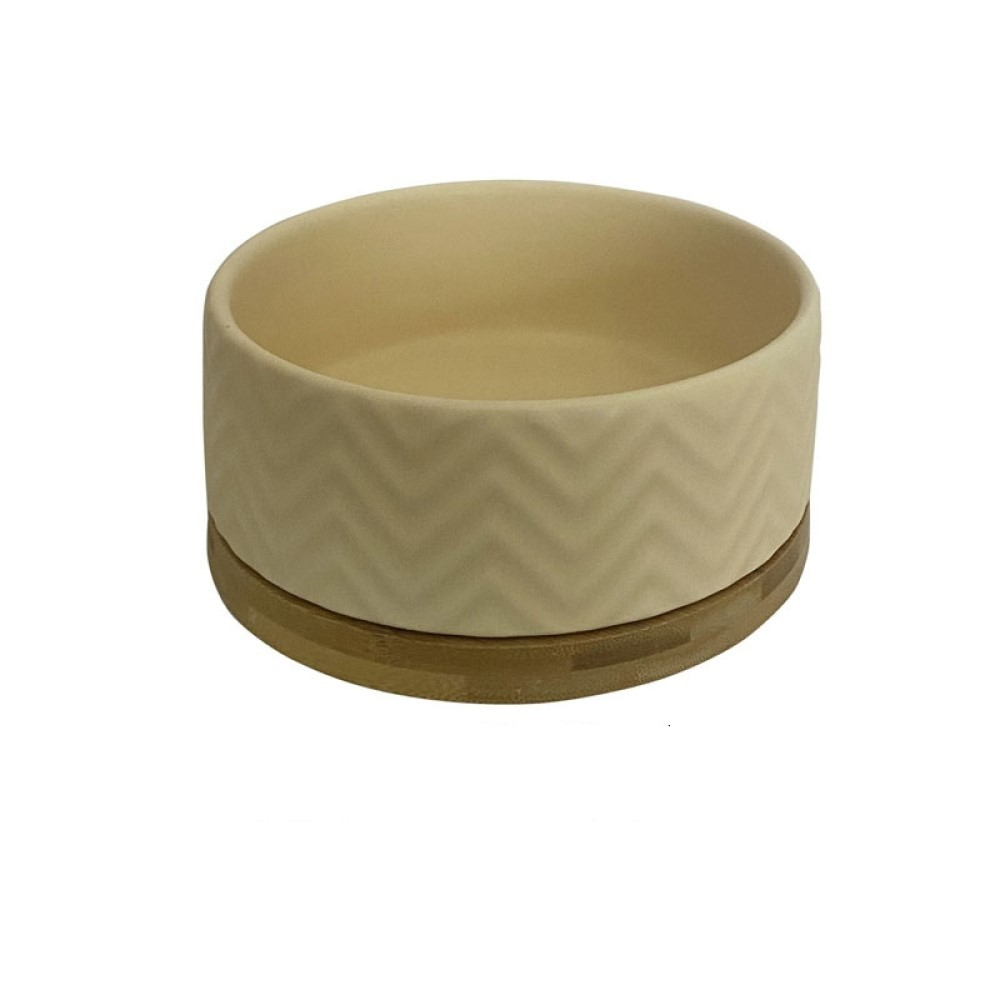 Миска керамическая для домашних животных "FOXIE Waves" 13х13х6 см, объемом 400 мл, бежевая