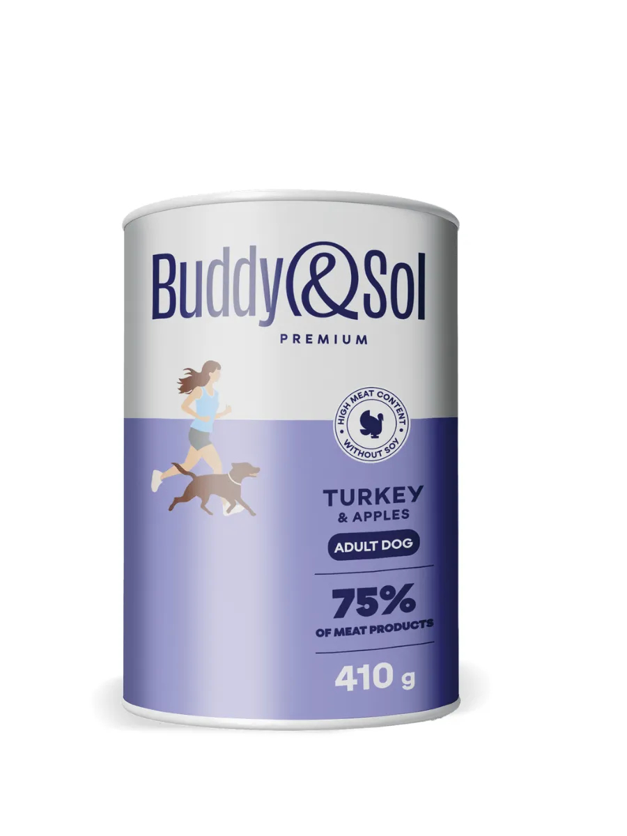 Buddy&Sol Влажный корм для собак с индейкой и яблоком, 410г