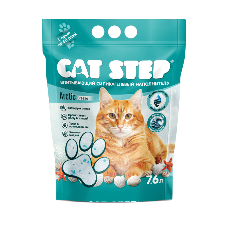 CAT STEP  Arctic Breeze Наполнитель силикагелевый 7,6л-3,34кг