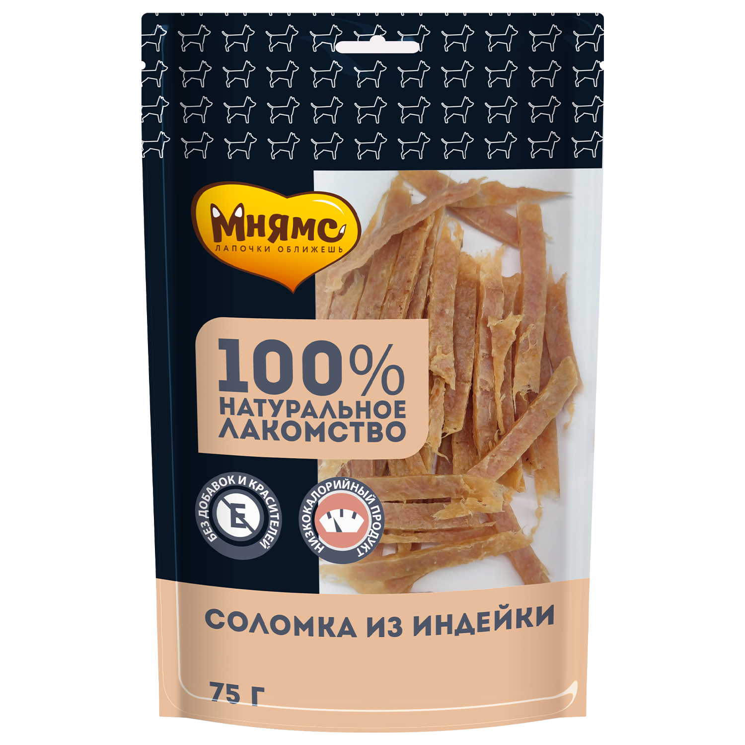 Мнямс Лакомство  для собак Соломка из индейки 75г 4630147170579