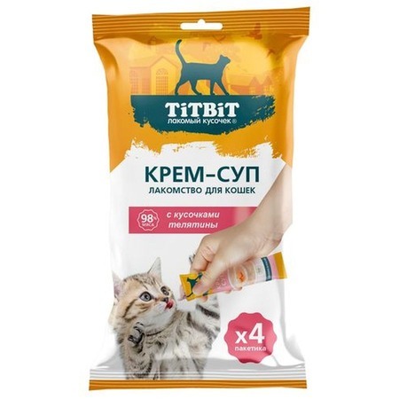 TiTBiT Лакомство Крем-суп для кошек с кусочками телятины 40 гр