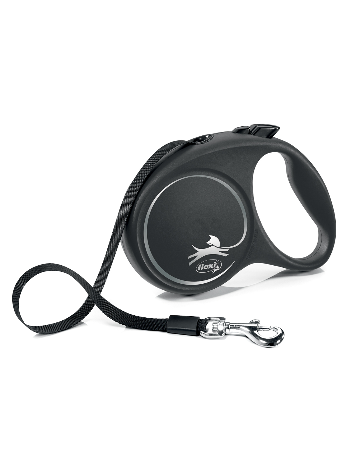 Flexi flexi рулетка Black Design L (до 50 кг) 5 м лента черный/серебро