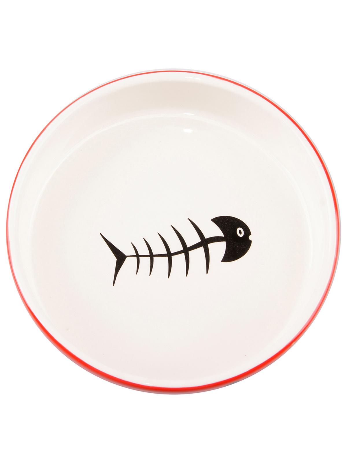 Миска Mr.Kranch керамическая для кошек 300 мл красно-белая с рыбками