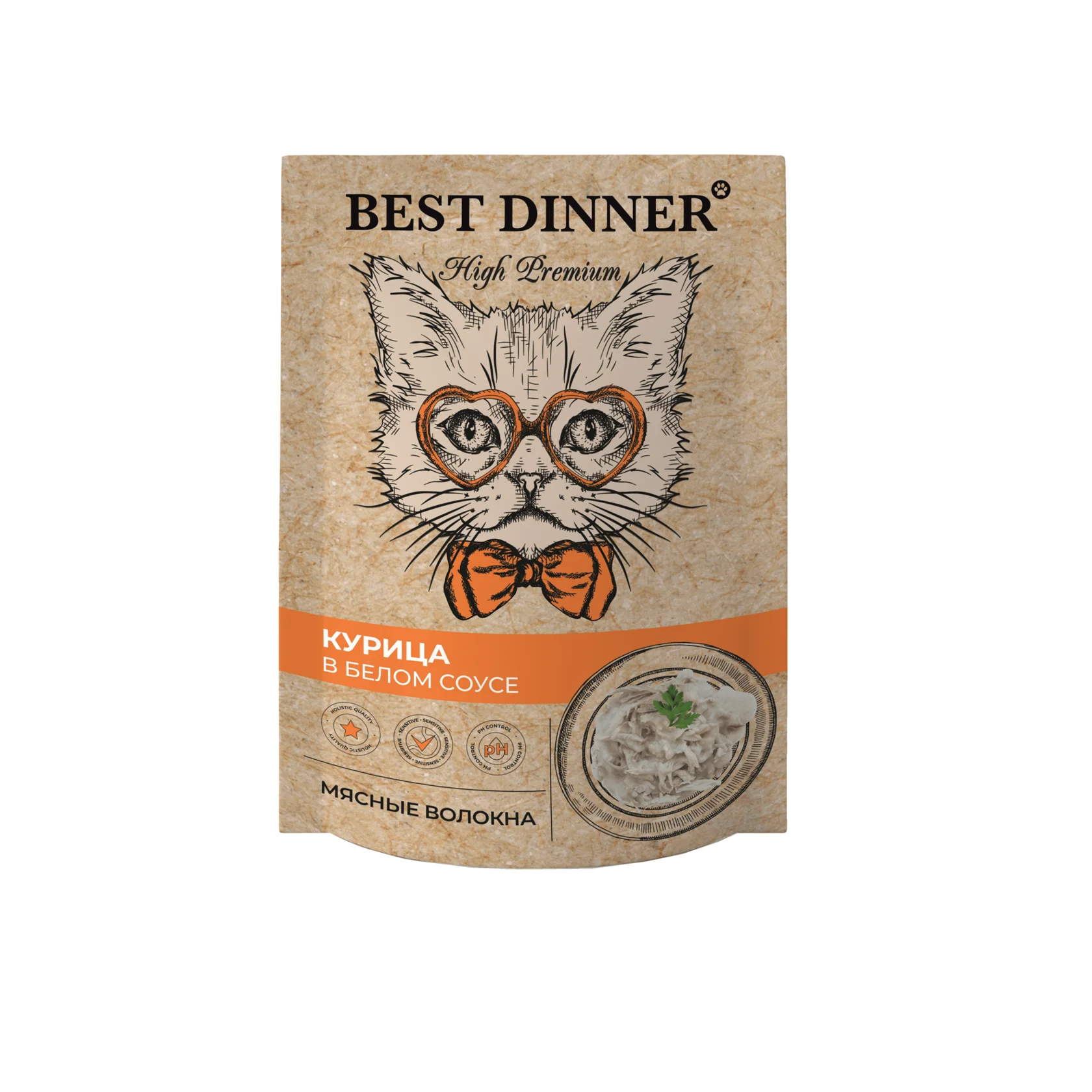 Best Dinner Premium Бест Диннер Кормдля кошек в белом соусе, с курицей, 85г