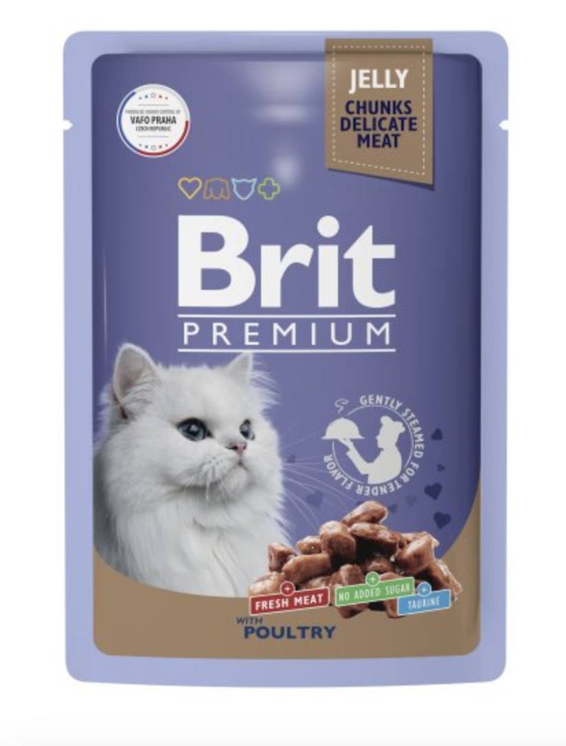 Brit Premium Брит Премиум Влажный корм в желе для кошек, ассорти из птицы, 85г 5050130