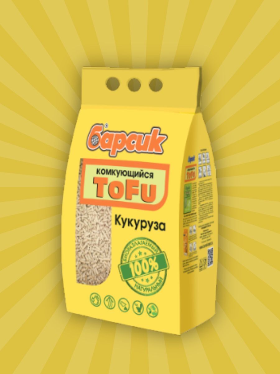 Барсик TOFU Кукурузный Наполнитель комкующийся 4.54л