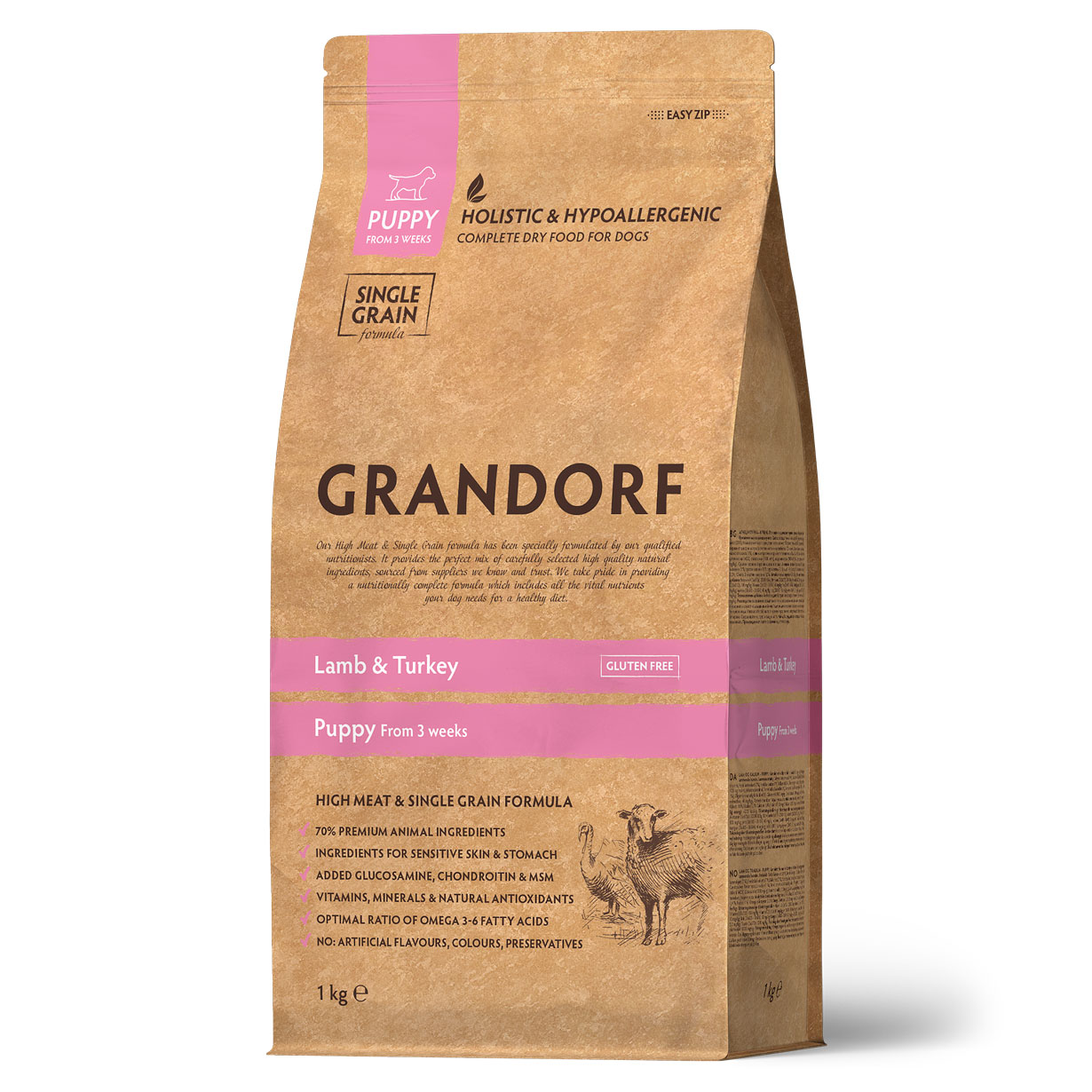 Grandorf Сухой корм для щенков с ягнёнком и индейкой 1 кг 5407007850853
