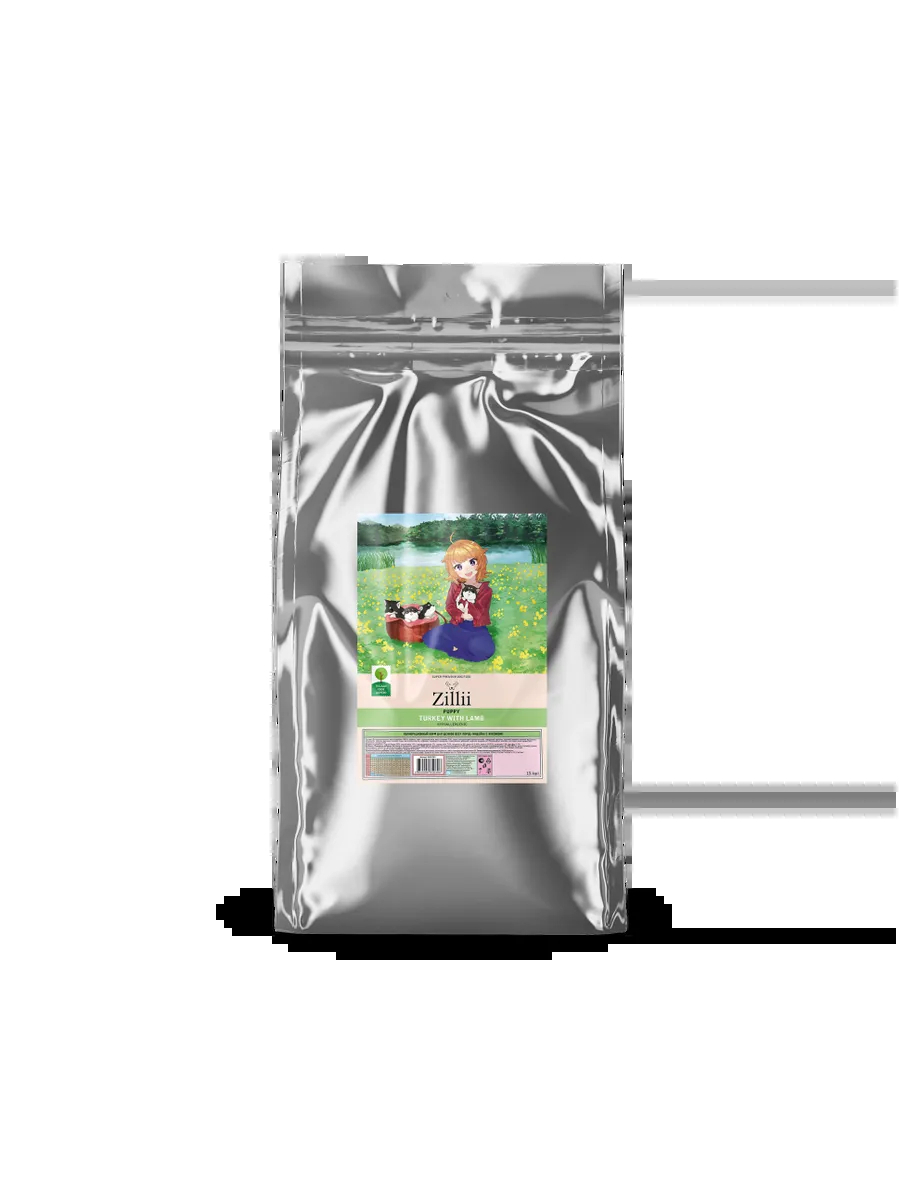 Zillii сухой корм для щенков с индейкой и ягненком - 15 кг