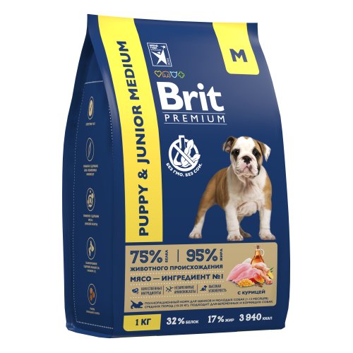 Брит Premium Dog Puppy and Junior Medium с кур.д/щ.и мол.собак ср.пород 8 кг 5049141