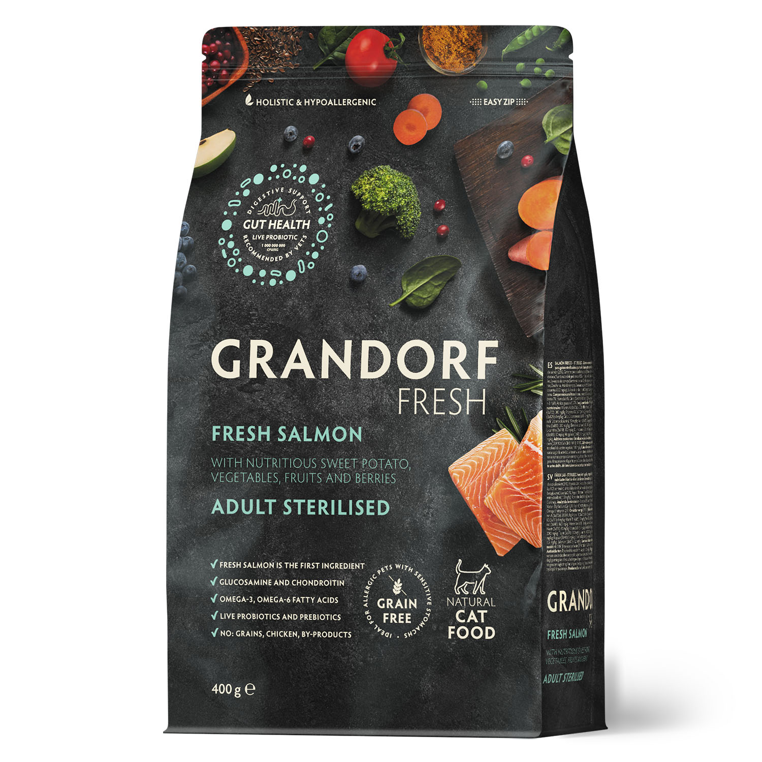Grandorf Fresh Grandorf Сухой беззерновой корм для стерилиз. кошек с лососем 400 гр 5407007852635