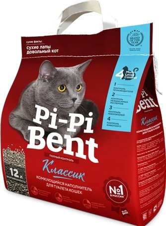 Лидинг Pi-Pi-Bent Классик Наполнитель комкующийся 12л 4630001800123