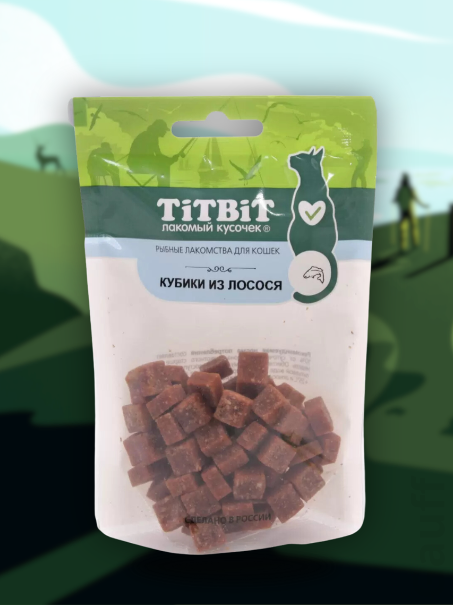 TiTBiT Лакомство Кубики из лосося для кошек 60 гр 4690538019313