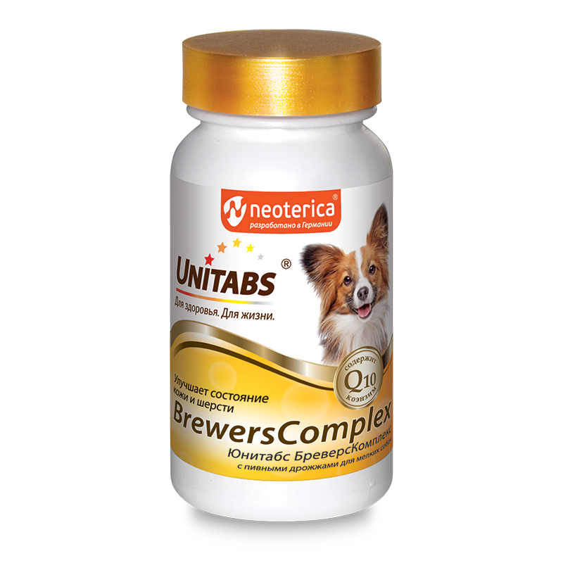 UNITABS Unitabs BrewersComplex с Q10 Бреверсы для мелких собак с пивными дрожжами, таблетки, № 100
