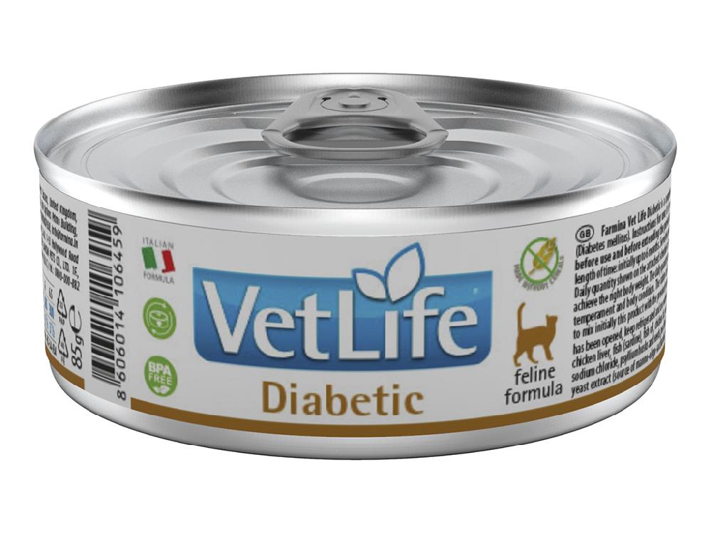 FARMINA Влажный корм для кошек Farmina Vet life Diabetic, при сахарном диабете, ветеринарная диета, лечебный, 85 г