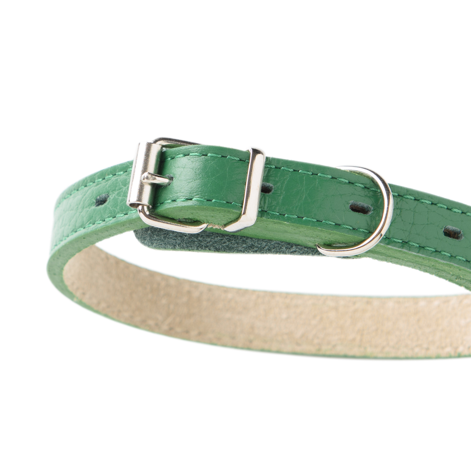 Ошейник Mr.Kranch для собак из натуральной кожи прямой, 48-60см, зеленый