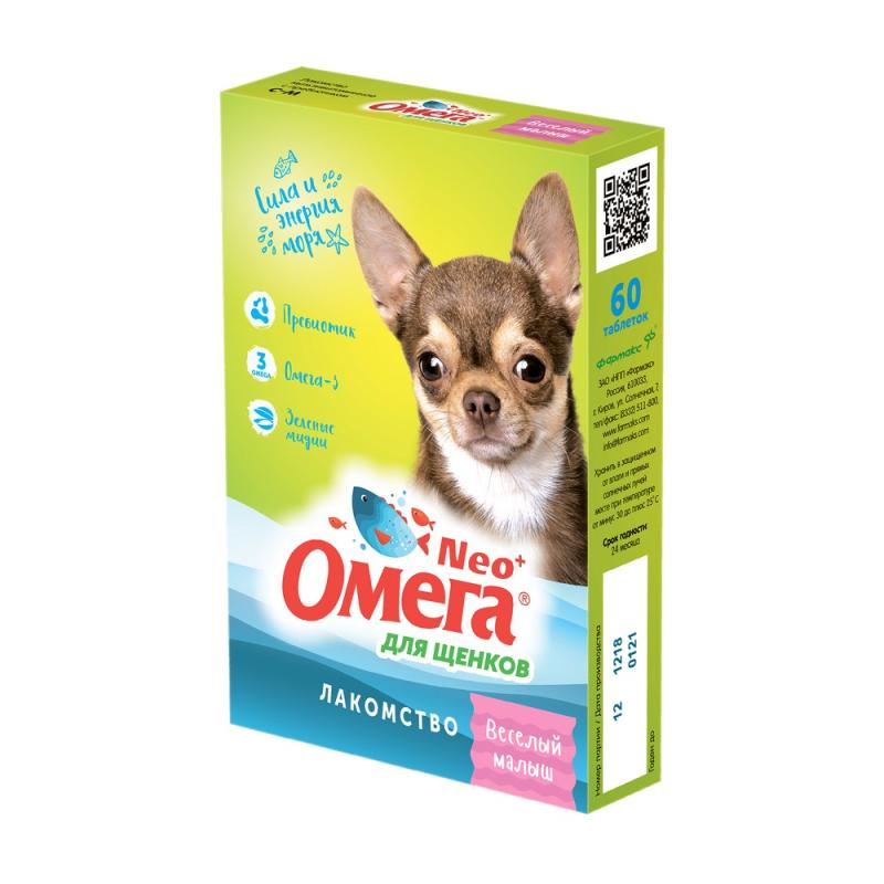 Омега Neo+ Веселый малыш для щенков, таблетки, № 60