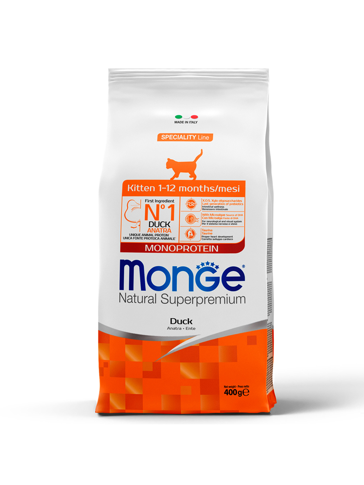 Сухой корм Monge Cat Speciality Line Monoprotein для котят и беременных кошек, из утки 400 г