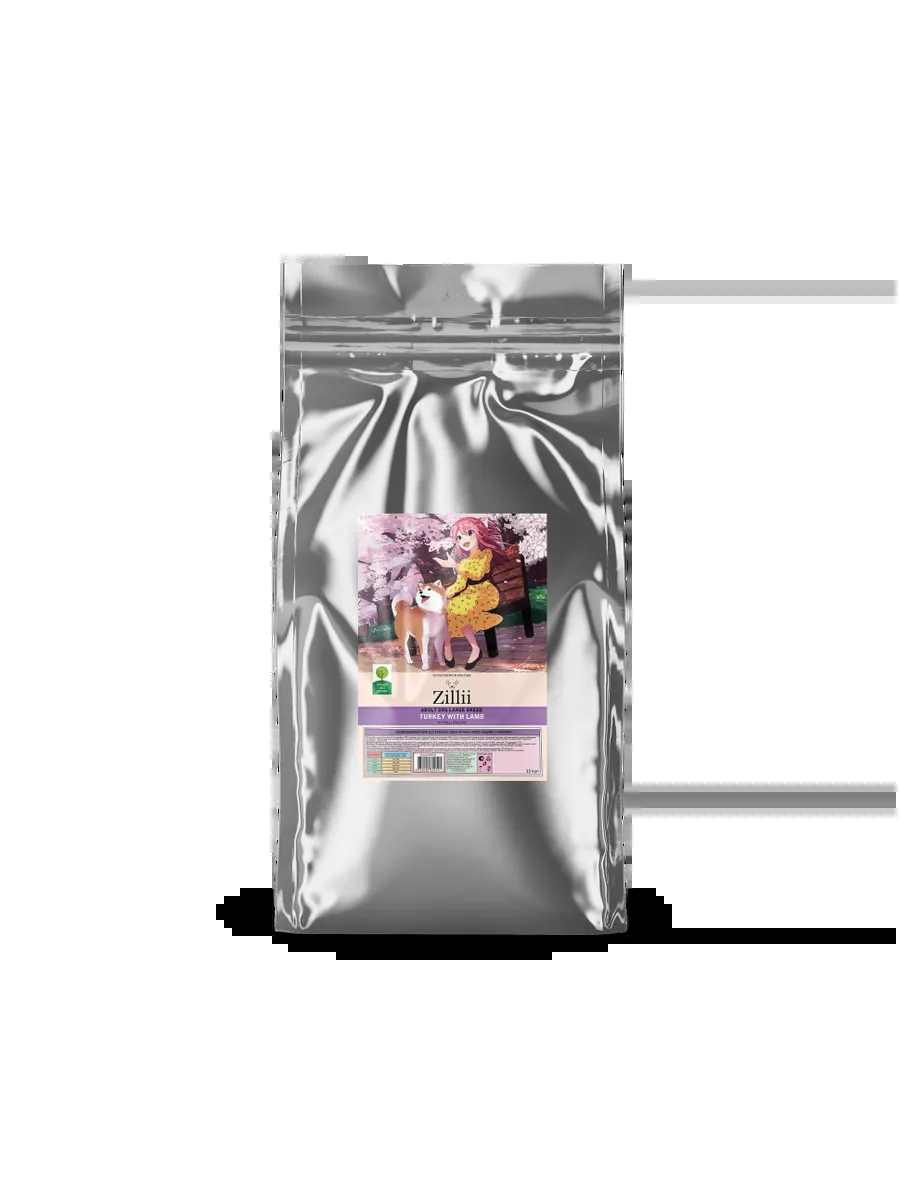 Zillii сухой корм для крупных собак с индейкой и ягненком - 15 кг