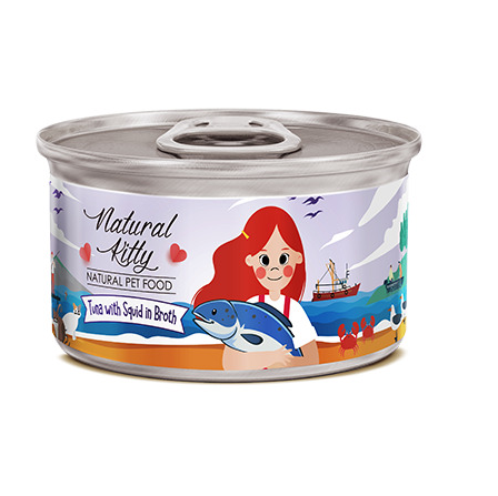 Корм влажный Pettric Natural Kitty / Тунец с кальмаром в бульоне /Tuan with squid in broth 80 г
