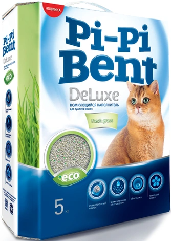 Лидинг Pi-Pi-Bent DeLuxe Fresh grass Наполнитель комкующийся 12л 4630001800840