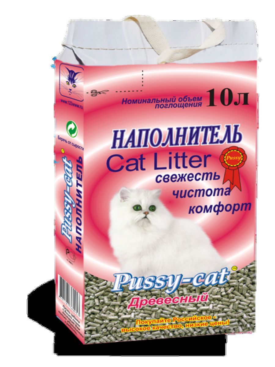 Pussy Cat Наполнитель для кошек древесный 10л 4607141360121